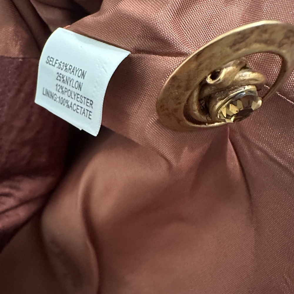Kay Unger New York Blazer Copper Metallic Shimmer Shawl Collar Evening Size 14 - Picture 5 of 8